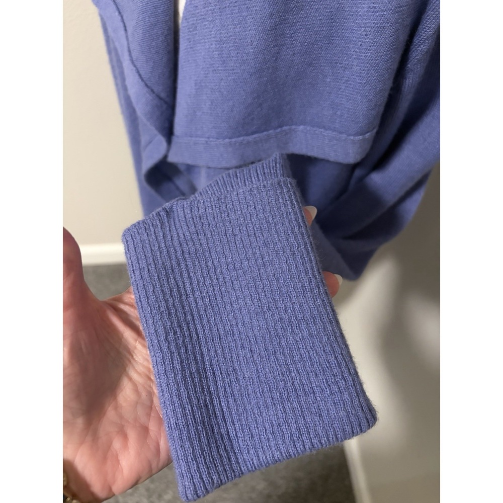 Eddie Bauer Marino Wool Cardigan Sweater M Periwinkle Blue Shawl Collar Classic - Picture 5 of 14